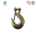 Alloy steel clevis slip hook with latch